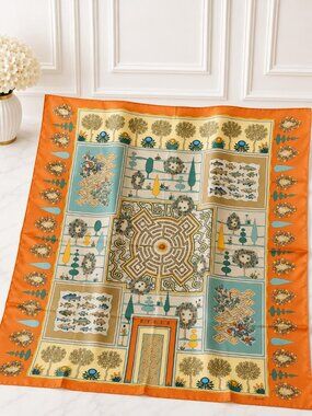 Authentic Hermès Paridaiza Carré 90 Silk Scarf Orange